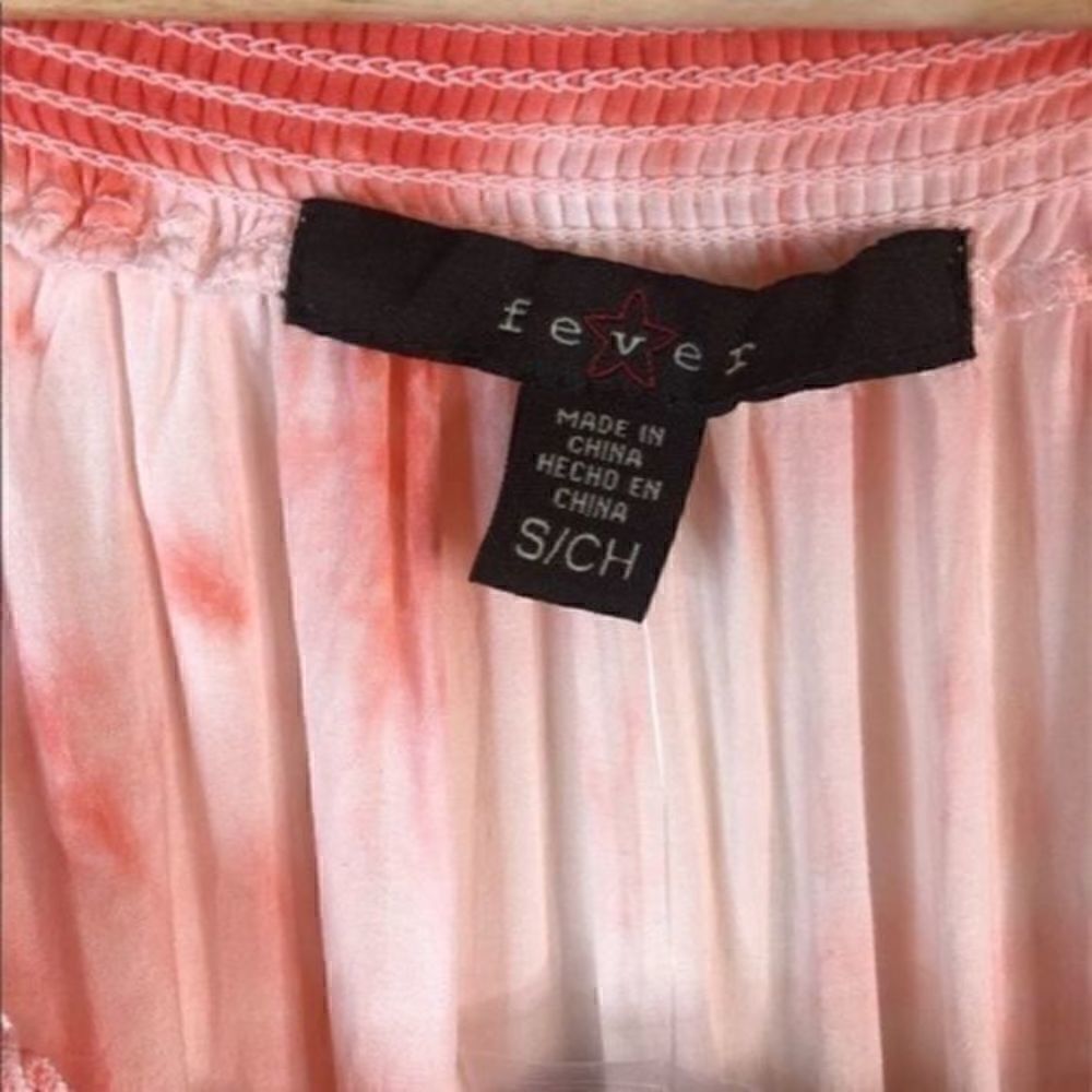 Fever Peasant Boho Shirt Coral Orange White Small NWT - Picture 6 of 10